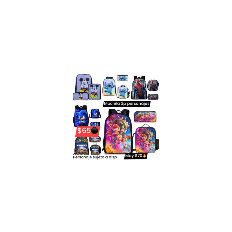 Mochila 3p personajes